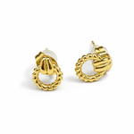 Boucles d’oreilles Clem dorées en acier inoxydable Ordiajade fond blanc