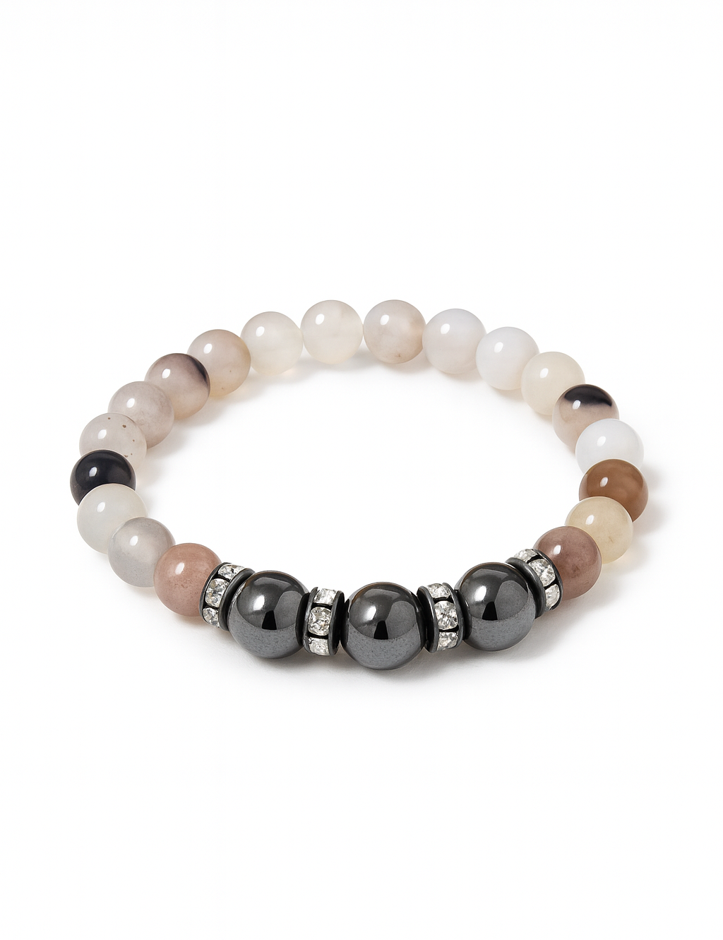 Bracelet  pierres naturelles et  acier inoxydable 316L Ordiajade, waterproof et hypoallergénique
