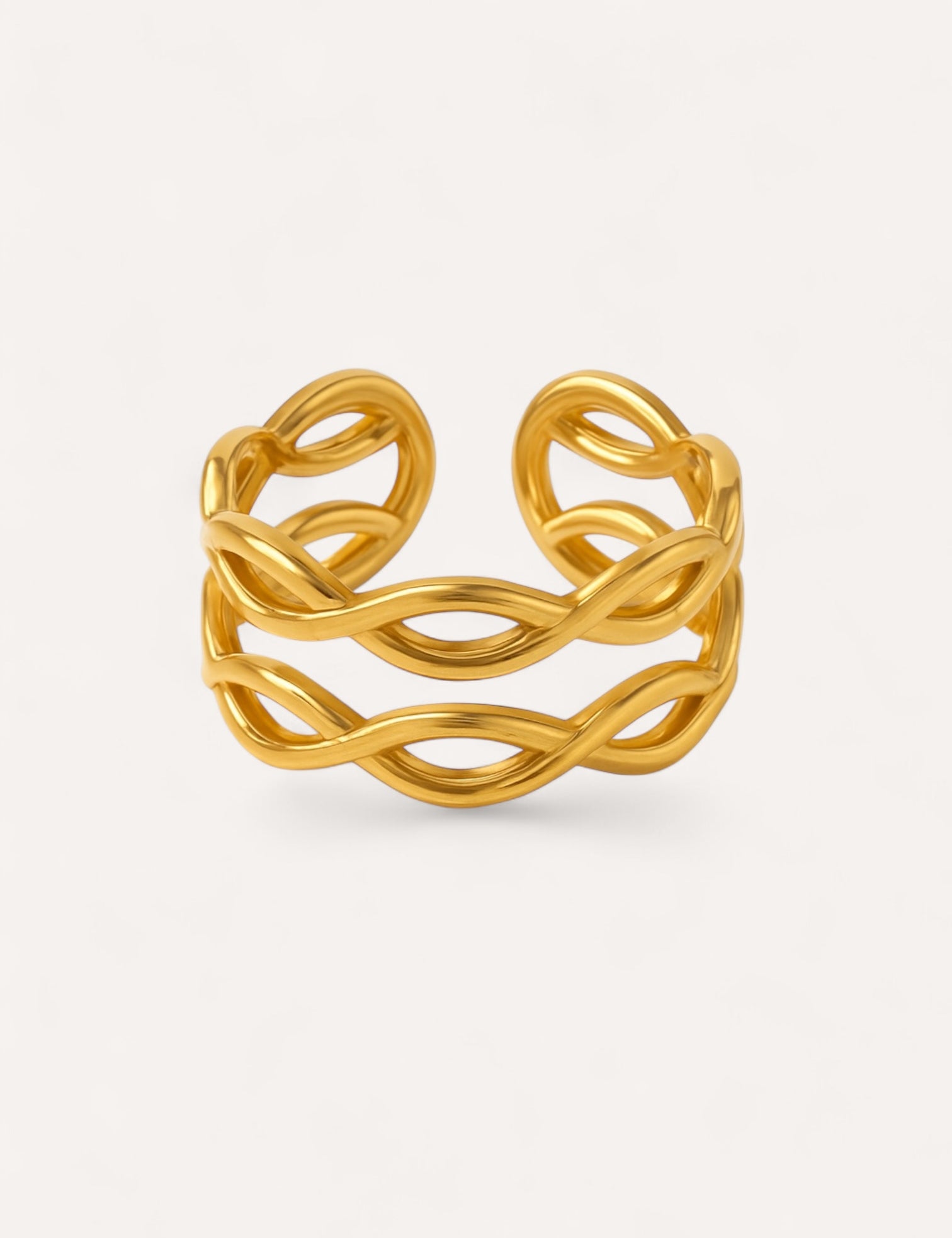 Bague Maissa doré en acier inoxydable 316L Ordiajade, résistant à l’eau et hypoallergénique