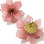 Boucles d’oreilles Flowers rose et doré en acier inoxydable 316L résistant à l’eau