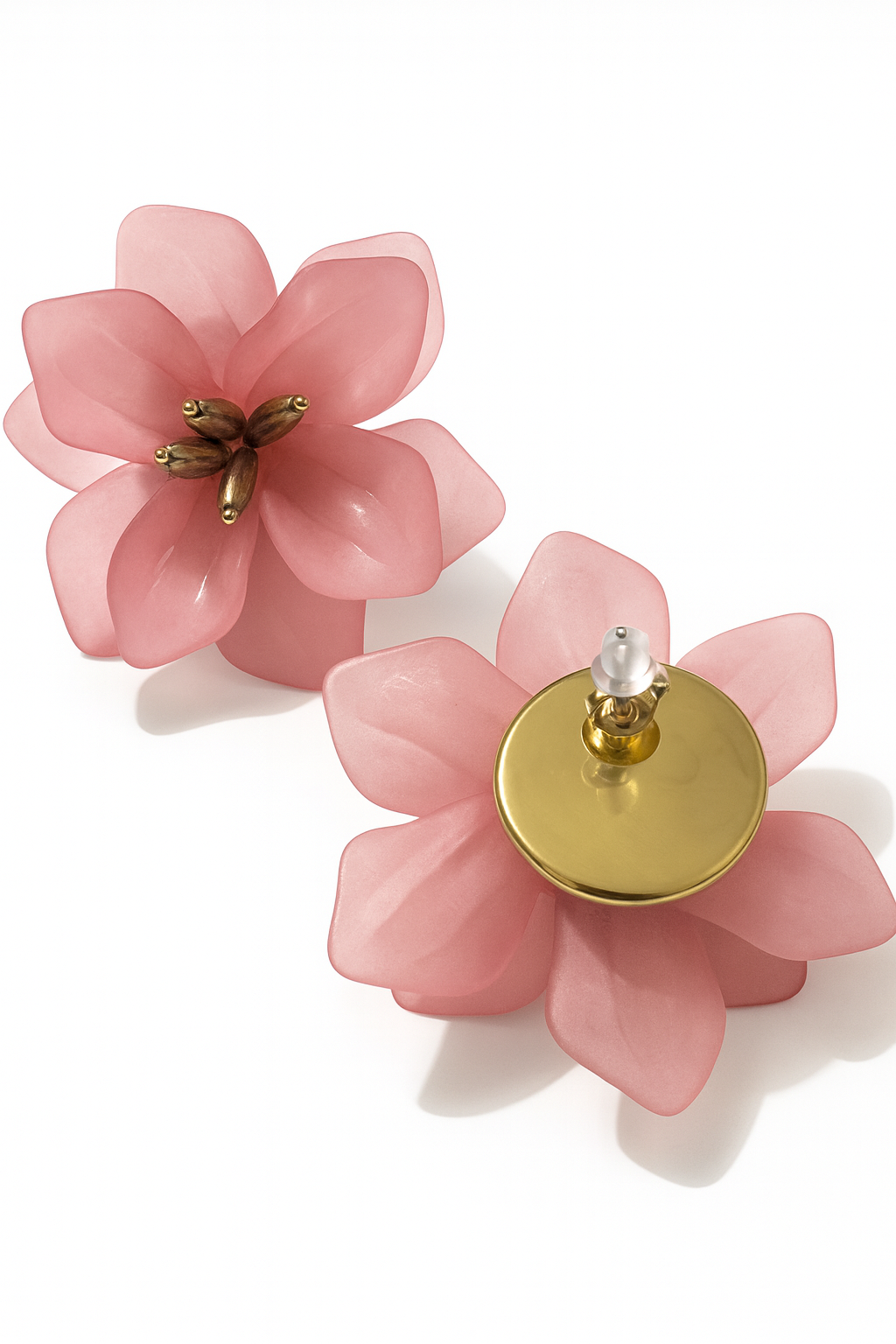 Boucles d’oreilles Flowers rose et doré en acier inoxydable 316L résistant à l’eau