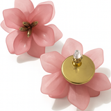 Boucles d’oreilles Flowers rose et doré en acier inoxydable 316L résistant à l’eau