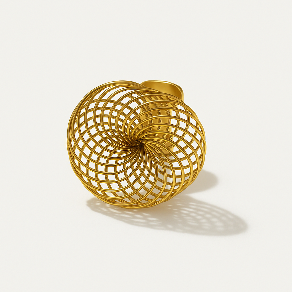 Bague Rosas doré en acier inoxydable 316L Ordiajade, résistant à l’eau et hypoallergénique