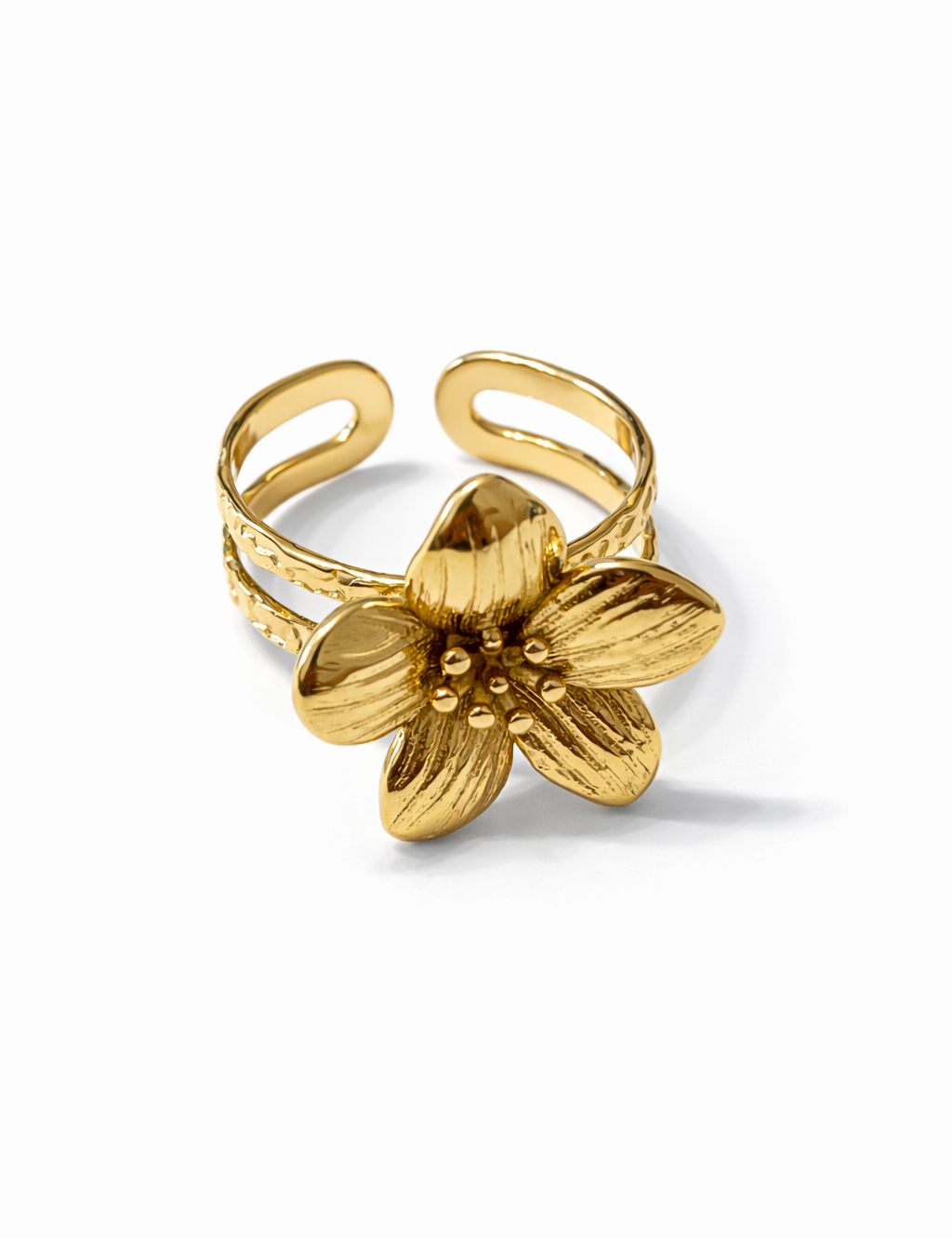 Bague Flora fleur acier inoxydable femme Ordiajade fond blanc