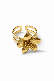 Bague Flora fleur acier inoxydable femme Ordiajade fond blanc