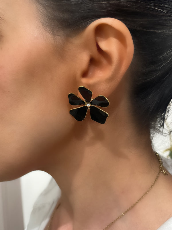 Black Flowers Earrings