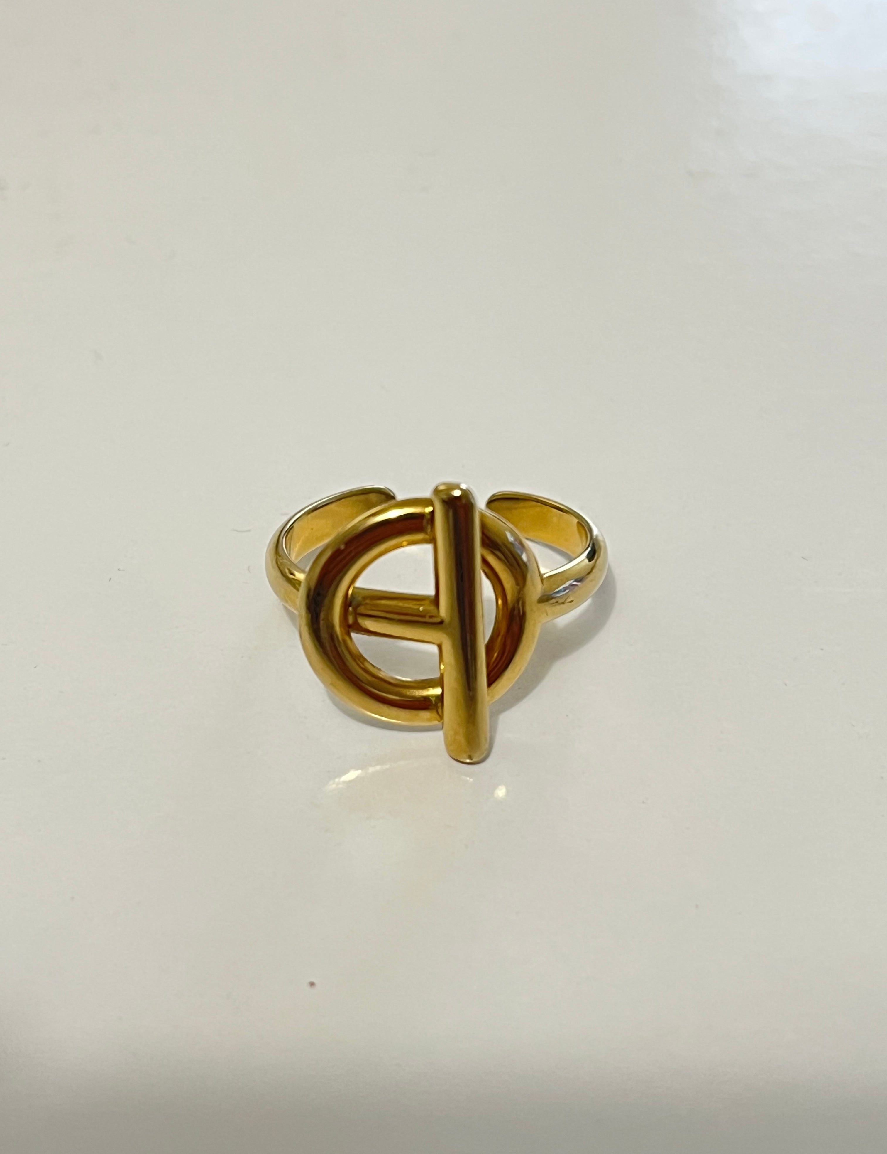 Bague Élysée  doré en acier inoxydable 316L Ordiajade, résistant à l’eau et hypoallergénique