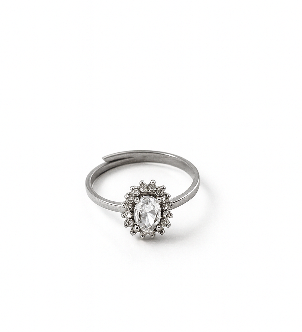 Bague Paola  argenté en acier inoxydable 316L Ordiajade, résistant à l’eau et hypoallergénique