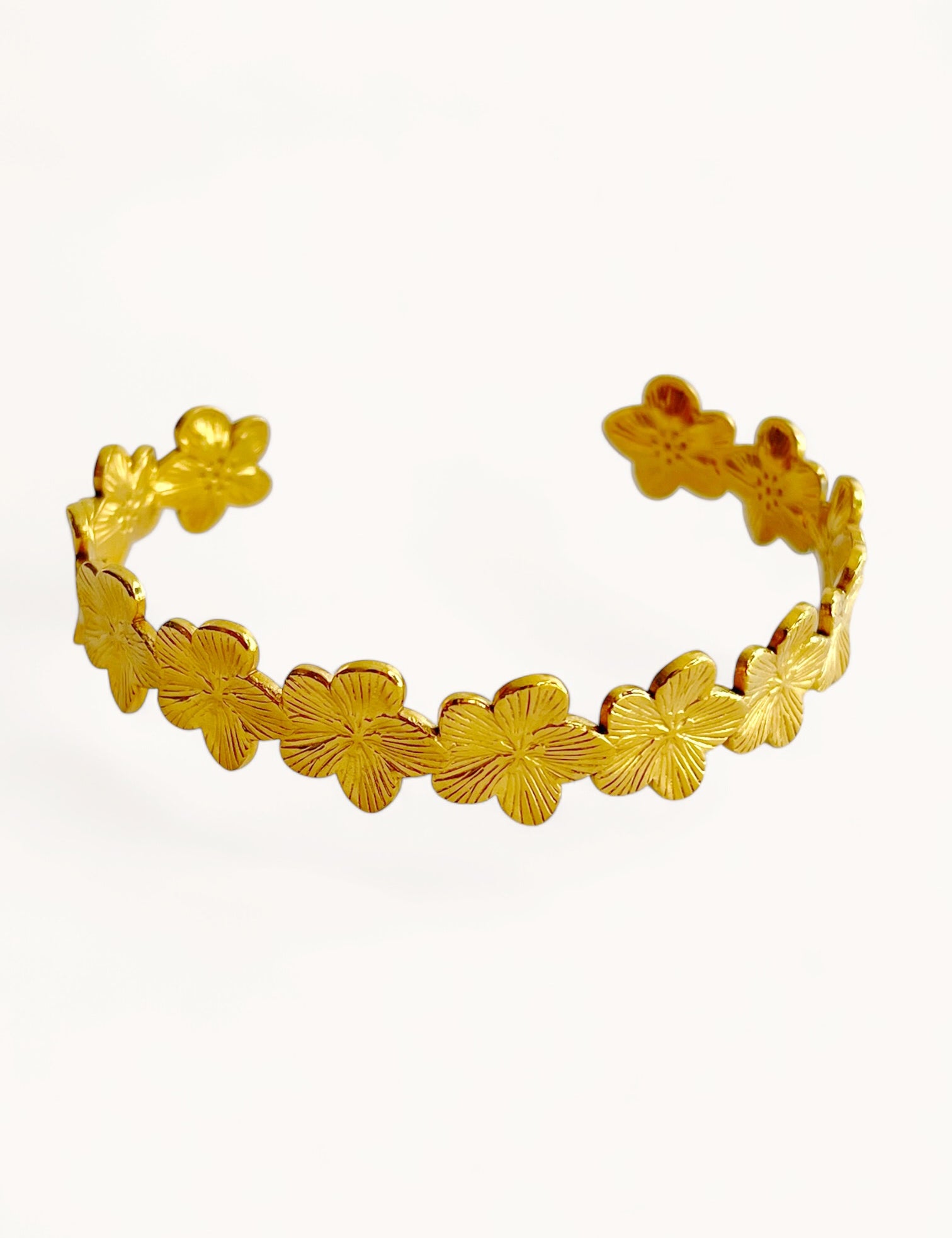 Bracelet Fleur d’été doré en acier inoxydable 316L Ordiajade, waterproof et hypoallergénique
