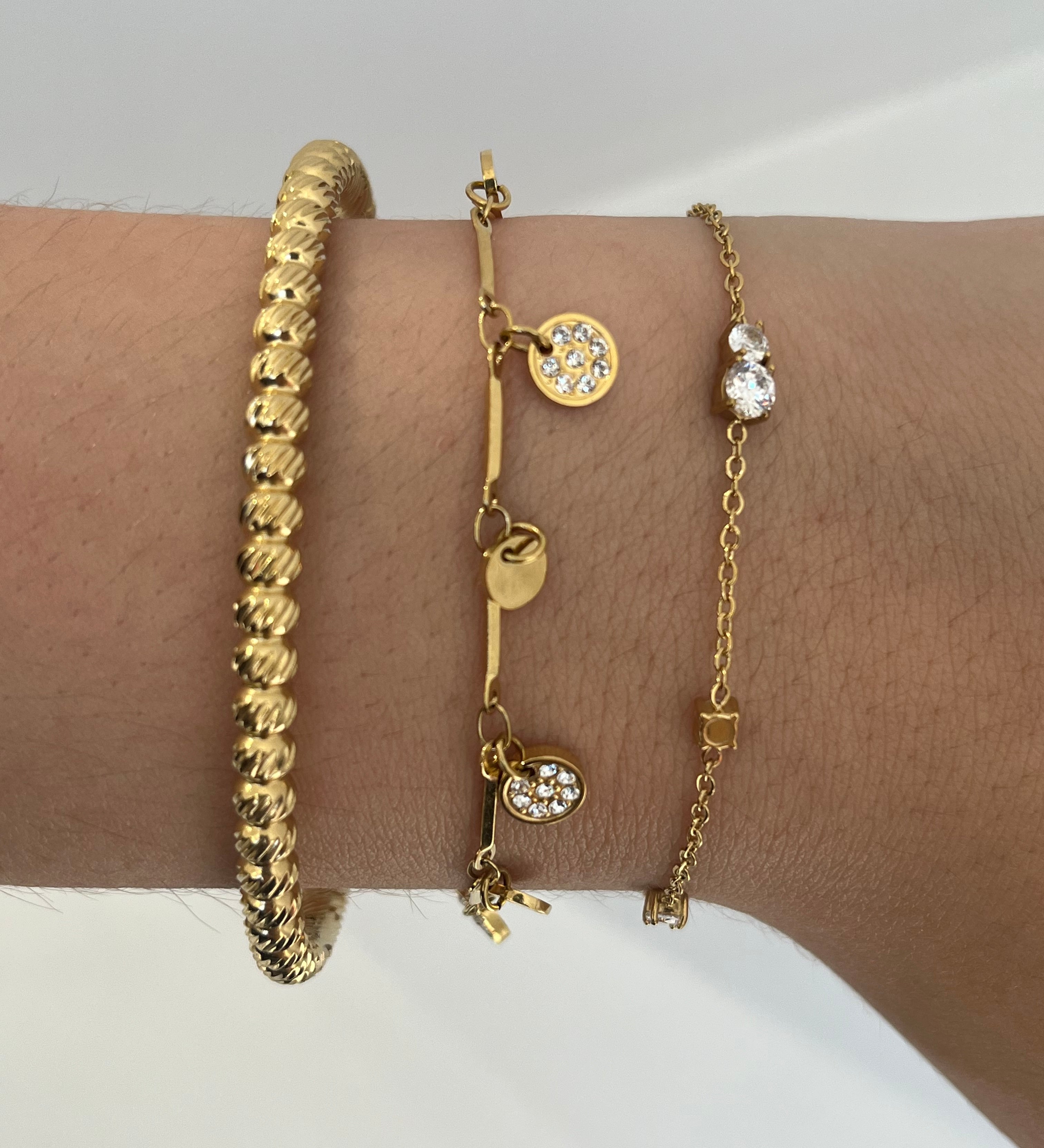 Bracelet Elly doré en acier inoxydable 316L Ordiajade, résistant à l’eau et hypoallergénique