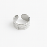 Bague Love argent en acier inoxydable 316L Ordiajade, waterproof et hypoallergénique
