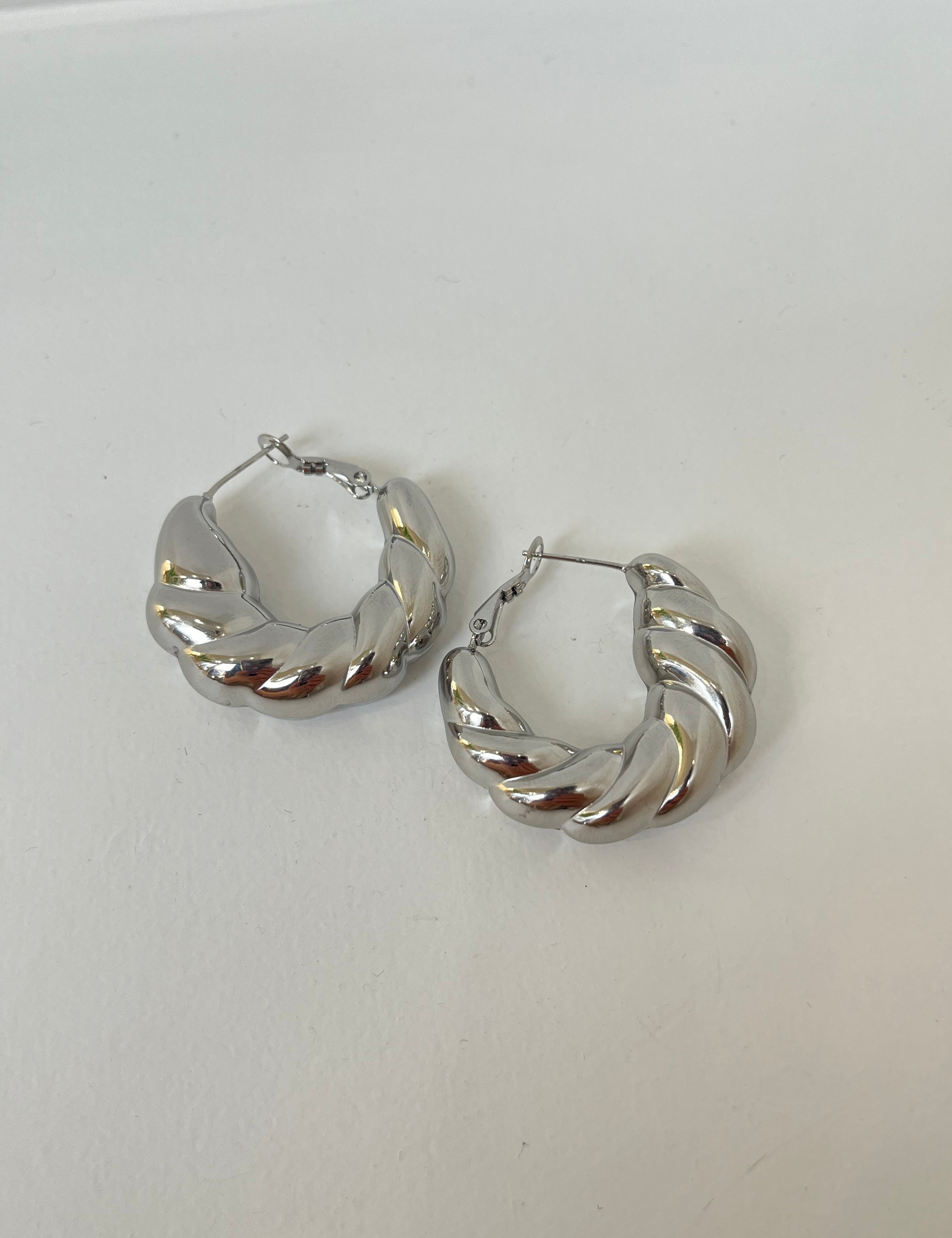 Boucle d’oreille Haudacieuse  argent en acier inoxydable 316L Ordiajade, résistant à l’eau et hypoallergénique