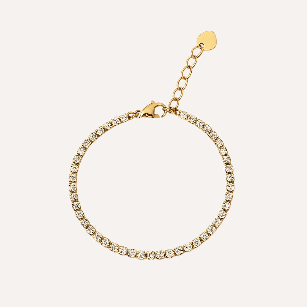 Bracelet Majestueux Fin doré, rivière de strass, sur fond clair - Ordiajade