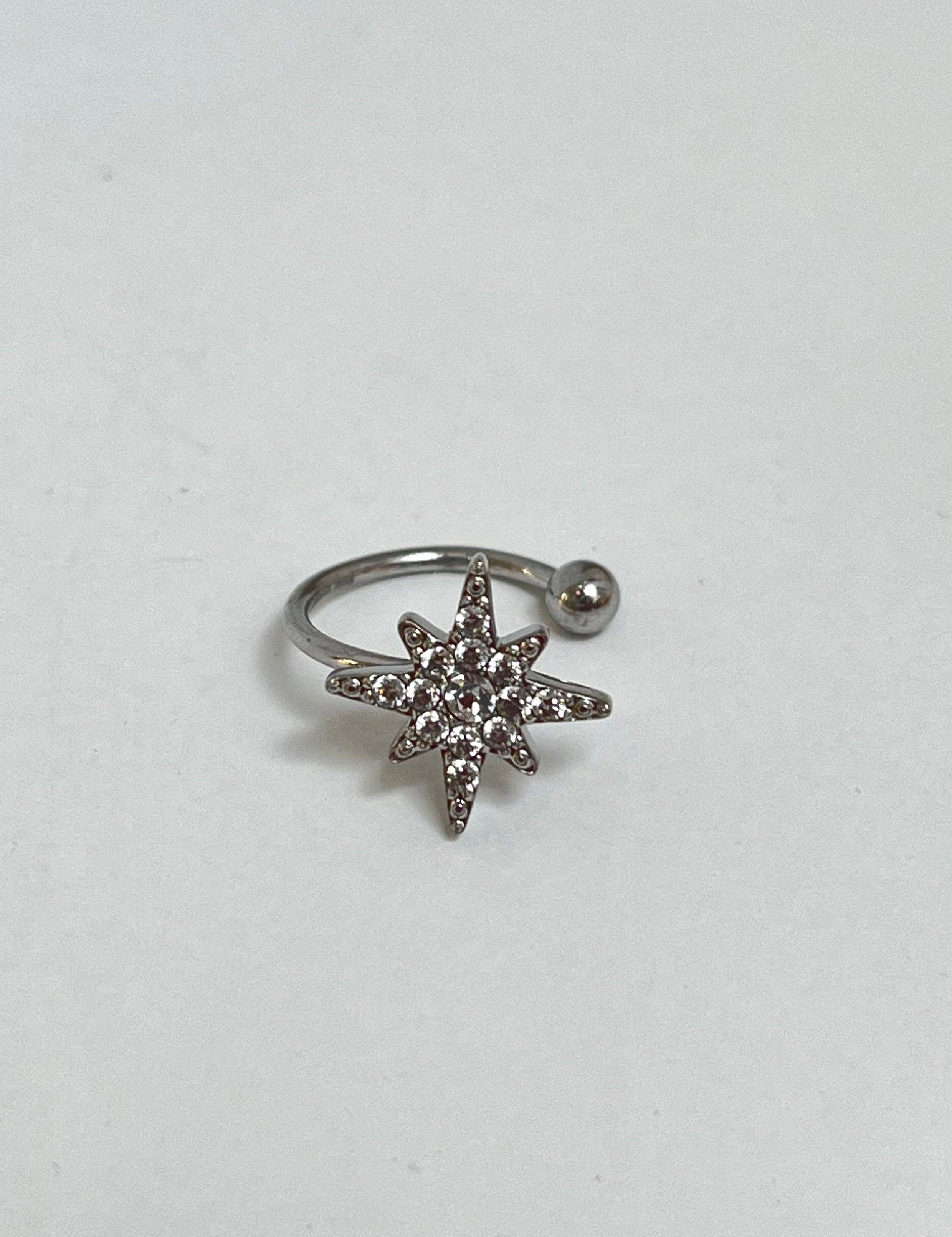 Earcuff Star argent en acier inoxydable 316L Ordiajade, résistant à l’eau et hypoallergénique