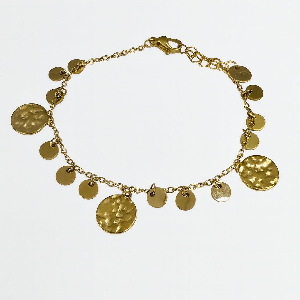 Bracelet Orient doré à pastilles martelées, sur fond clair - Ordiajade