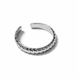 Bague Kio réglable en acier inoxydable argenté Ordiajade fond blanc