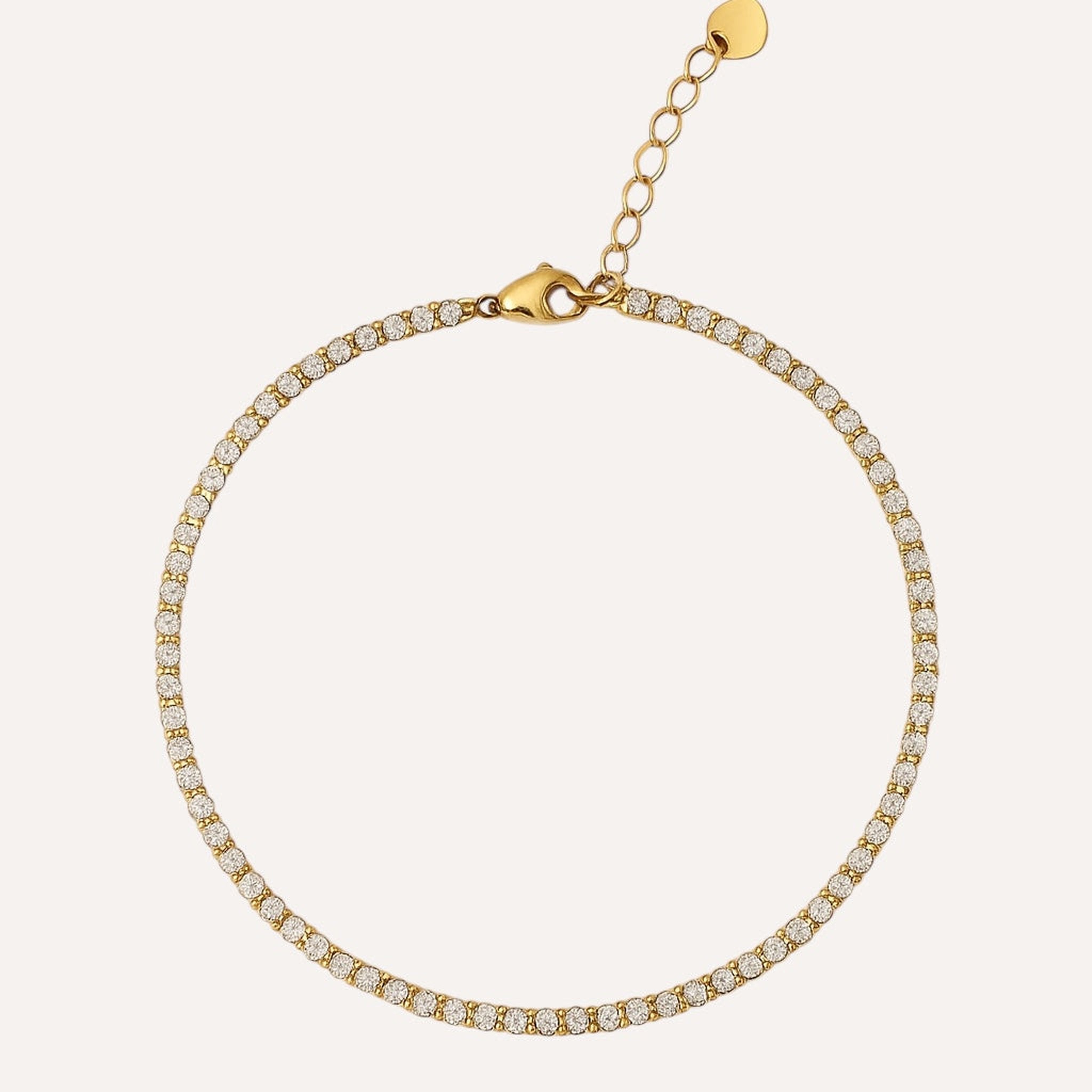 Collier Majestueux Fin, rivière dorée sertie de petites pierres, sur fond clair - Ordiajade