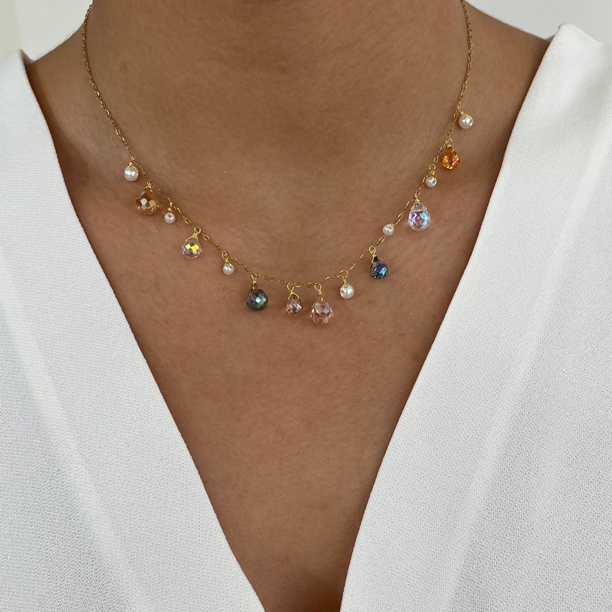 Collier Rainbow doré en acier inoxydable 316L Ordiajade, résistant à l’eau et hypoallergénique