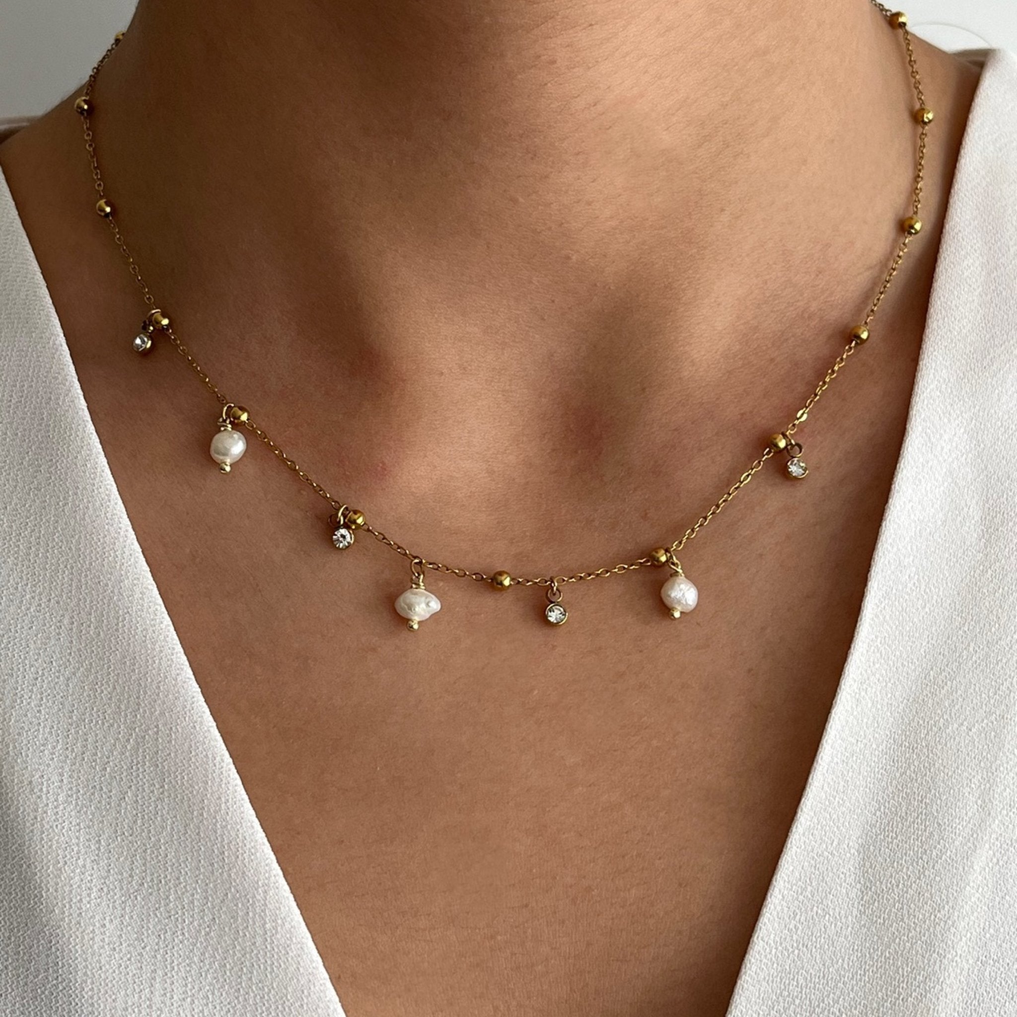 Collier Cartam doré en acier inoxydable 316L Ordiajade, résistant à l’eau et hypoallergénique