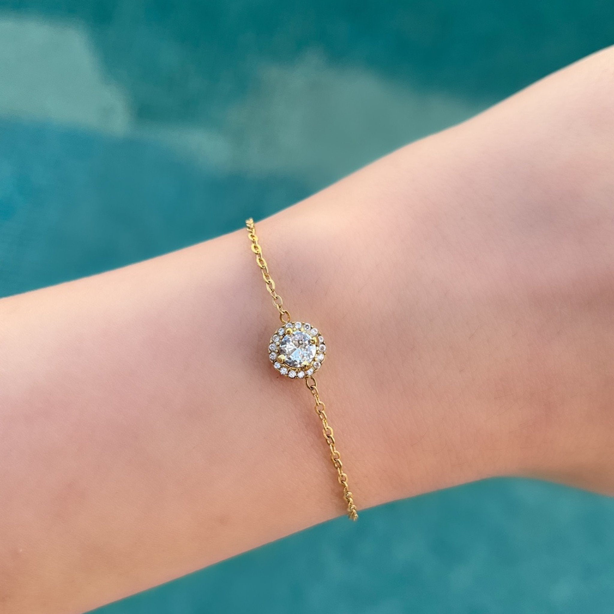 Bracelet Nalia doré en acier inoxydable 316L Ordiajade, waterproof et hypoallergénique
