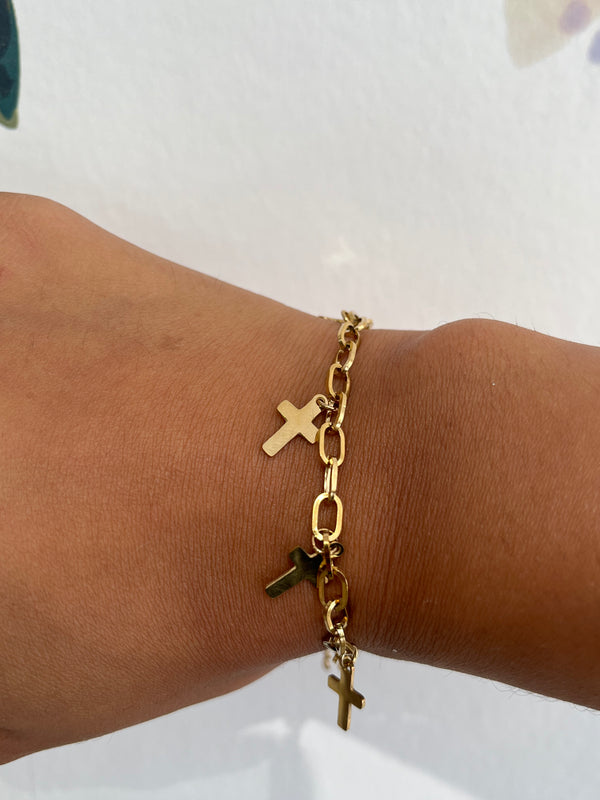 Bracelet  Chandix Croix (existe en Doré ou Argenté)