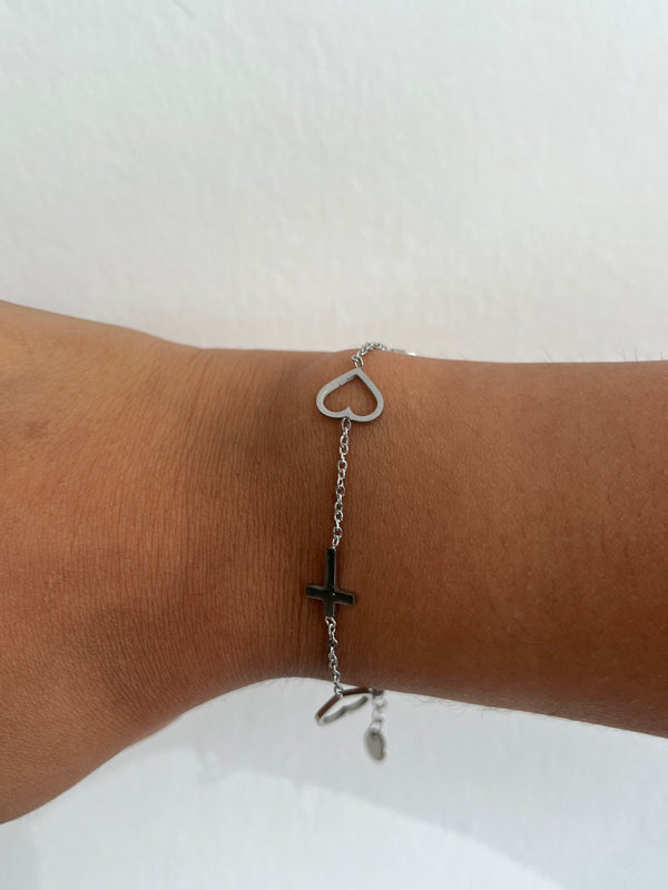 Bracelet d'amour croix (existe en Doré ou Argenté)