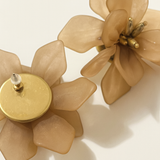 Boucle d’oreille Flowers Beige  doré en acier inoxydable 316L résistant à l’eau