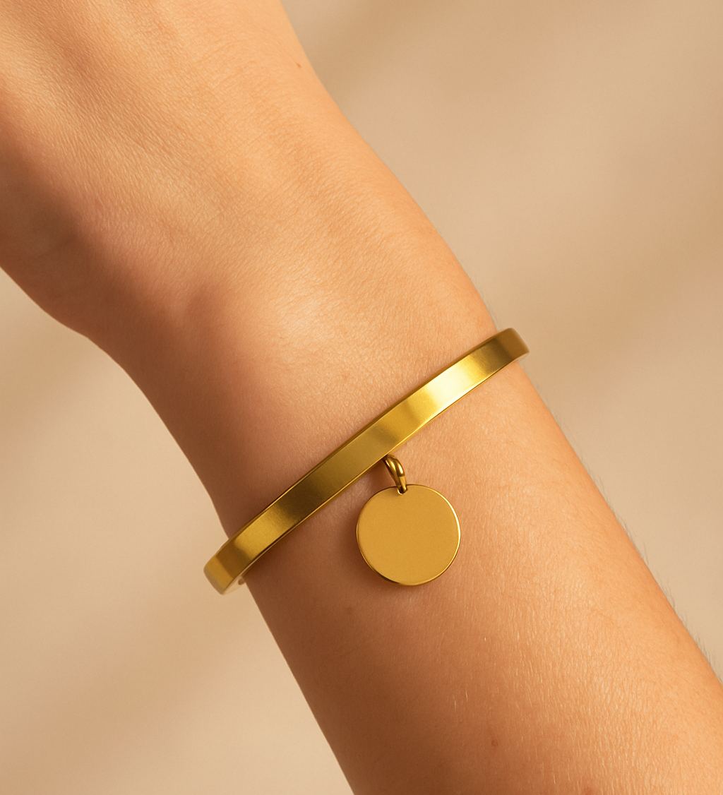 Bracelet Calla doré en acier inoxydable 316L Ordiajade, waterproof et hypoallergénique
