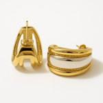 Boucle d’oreille Seya doré et blanc  en acier inoxydable 316L Ordiajade, waterproof et hypoallergénique
