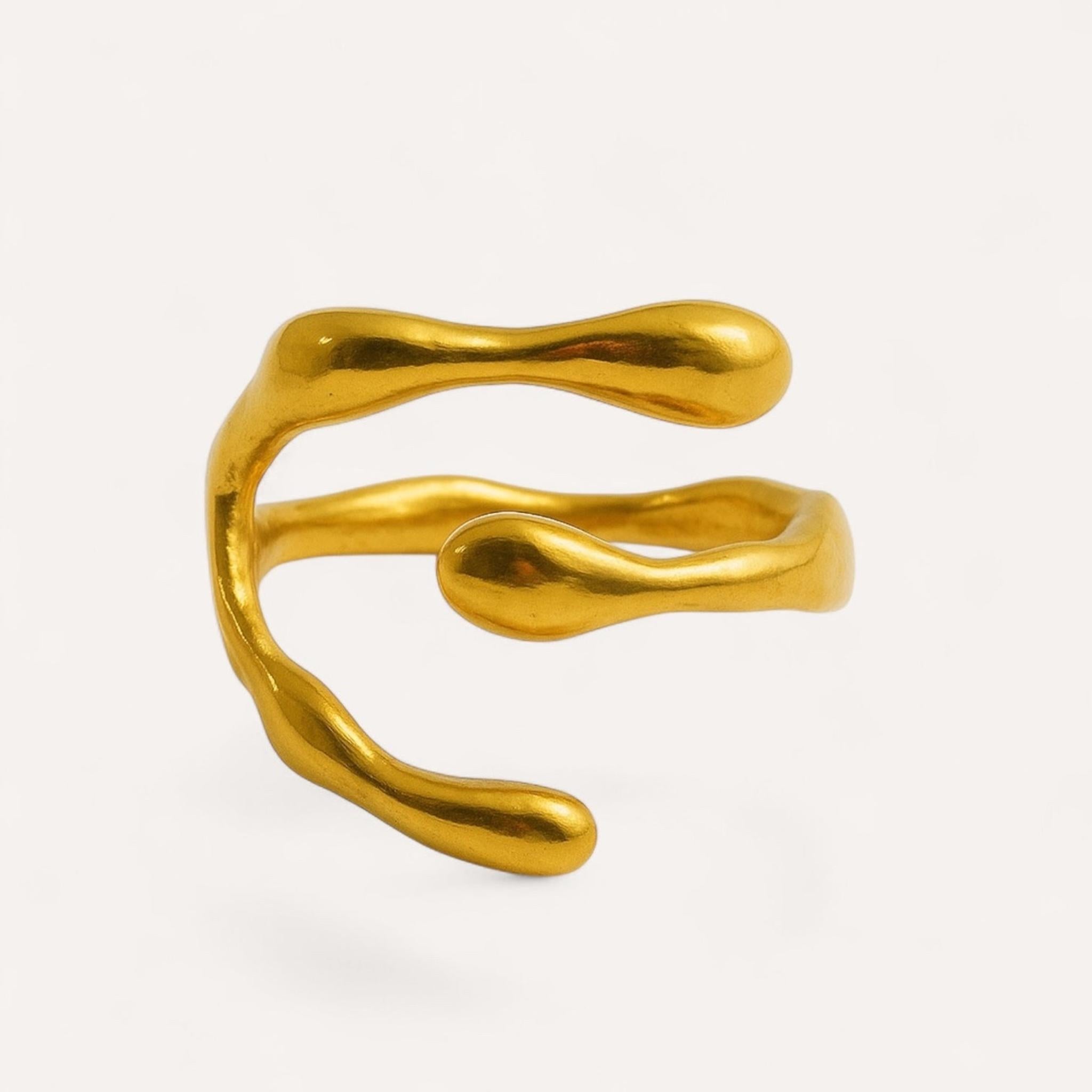Bague Cabra doré en acier inoxydable 316L Ordiajade, résistant à l’eau et hypoallergénique