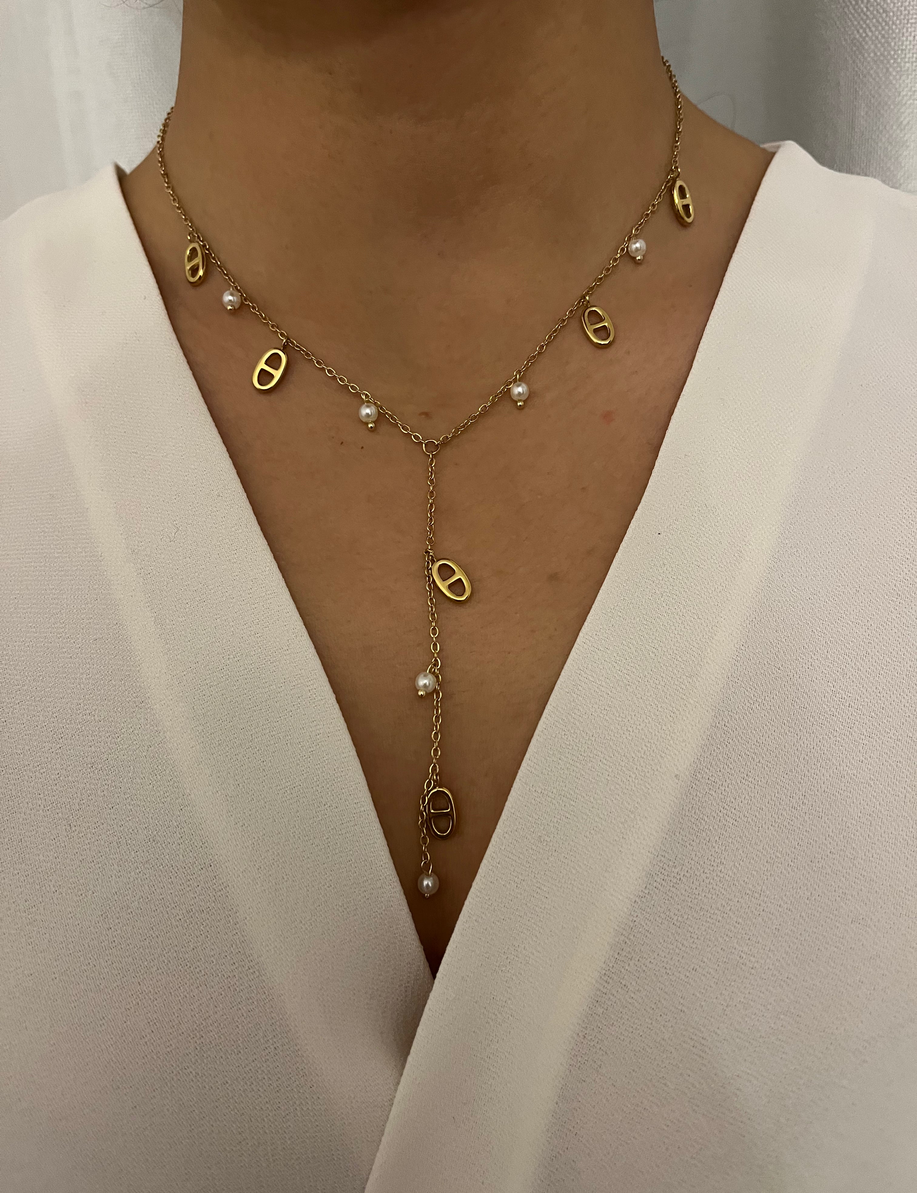 Collier Daryssa doré en acier inoxydable 316L Ordiajade, résistant à l’eau et hypoallergénique
