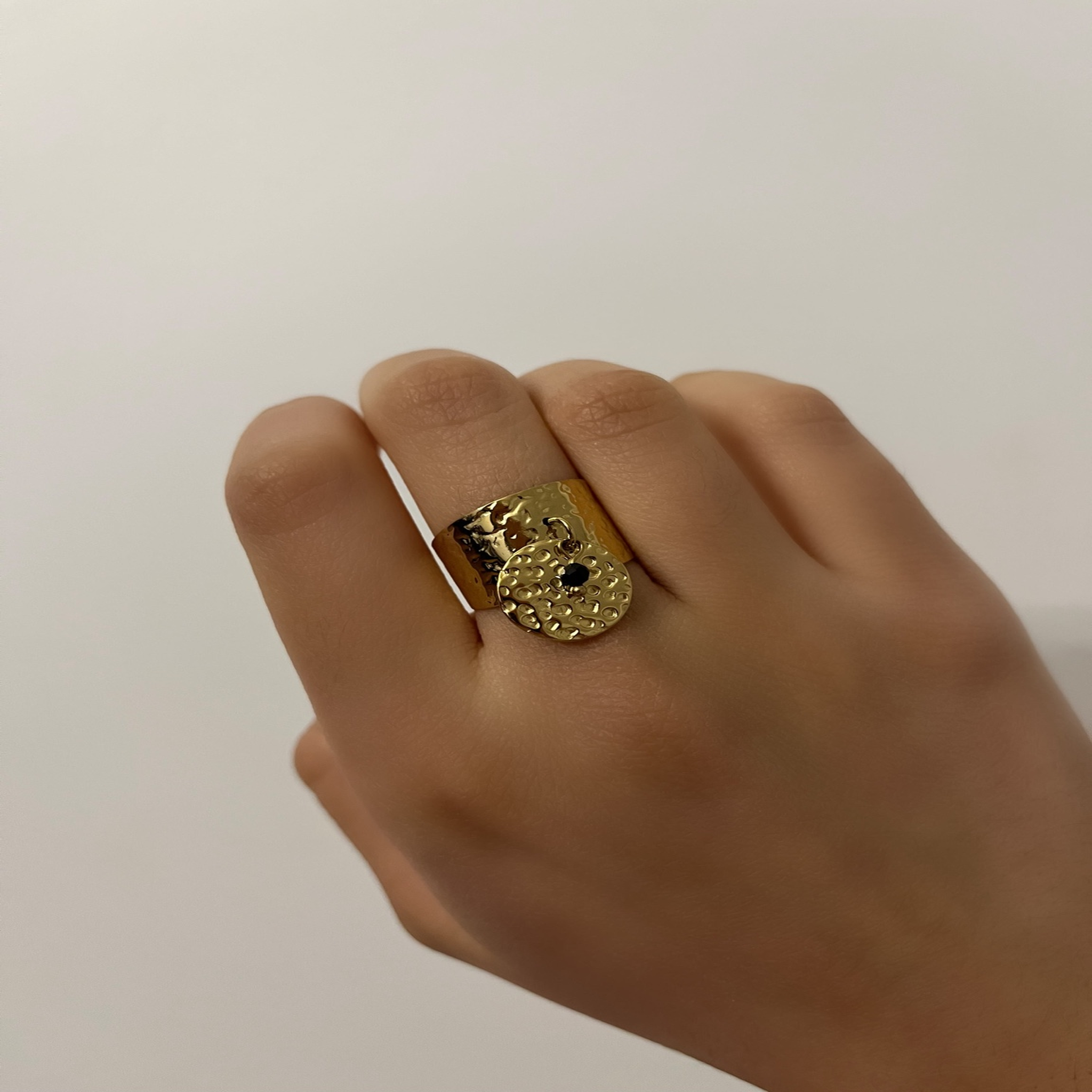 Bague Nani doré en acier inoxydable 316L Ordiajade, résistant à l’eau et hypoallergénique
