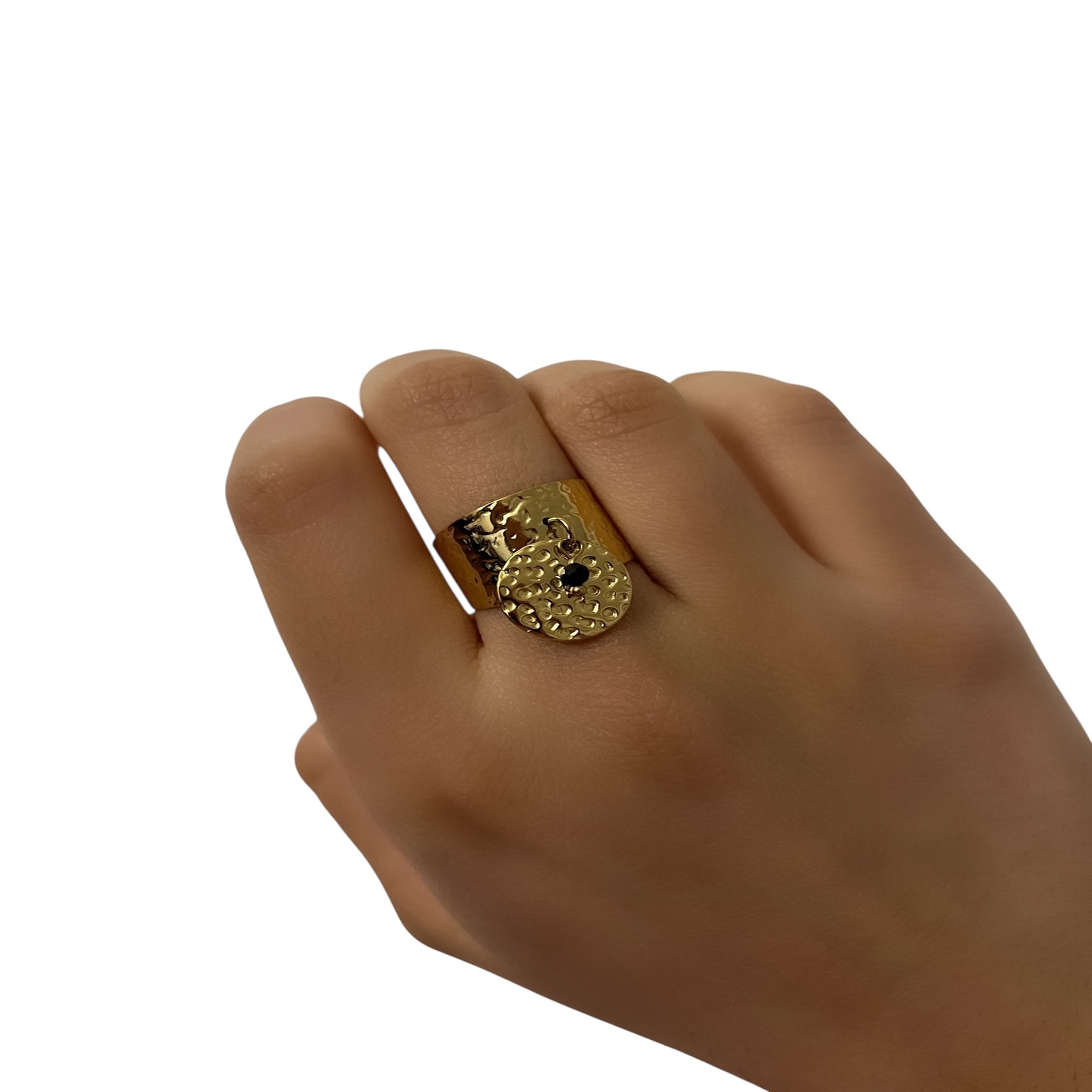 Bague Nani doré en acier inoxydable 316L Ordiajade, résistant à l’eau et hypoallergénique