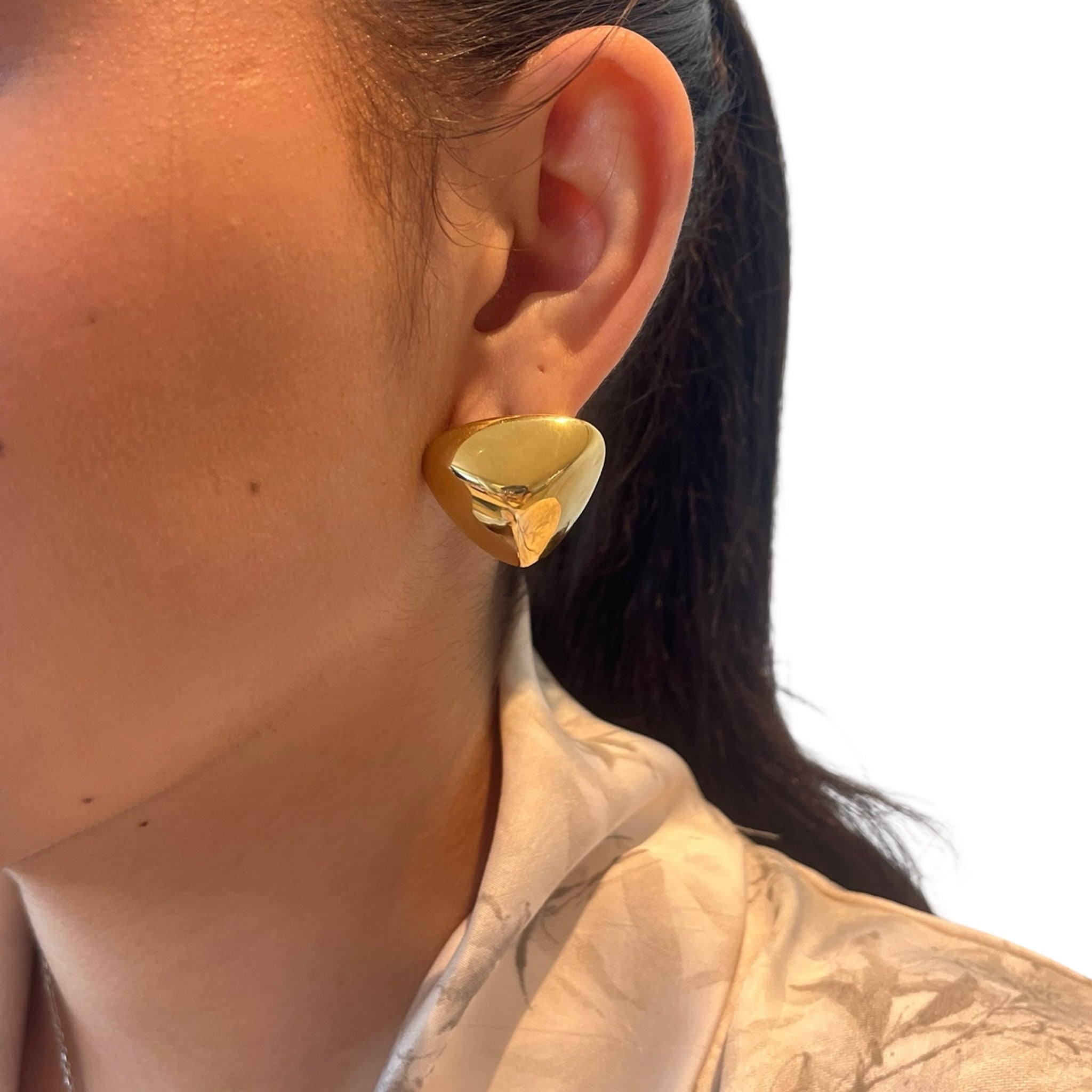 Boucle d’oreille Syra doré en acier inoxydable 316L Ordiajade, résistant à l’eau et hypoallergénique