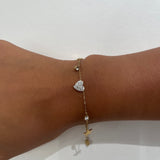 Pulsera Estrella Corazón (disponible en Oro o Plata)