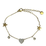 Pulsera Estrella Corazón (disponible en Oro o Plata)