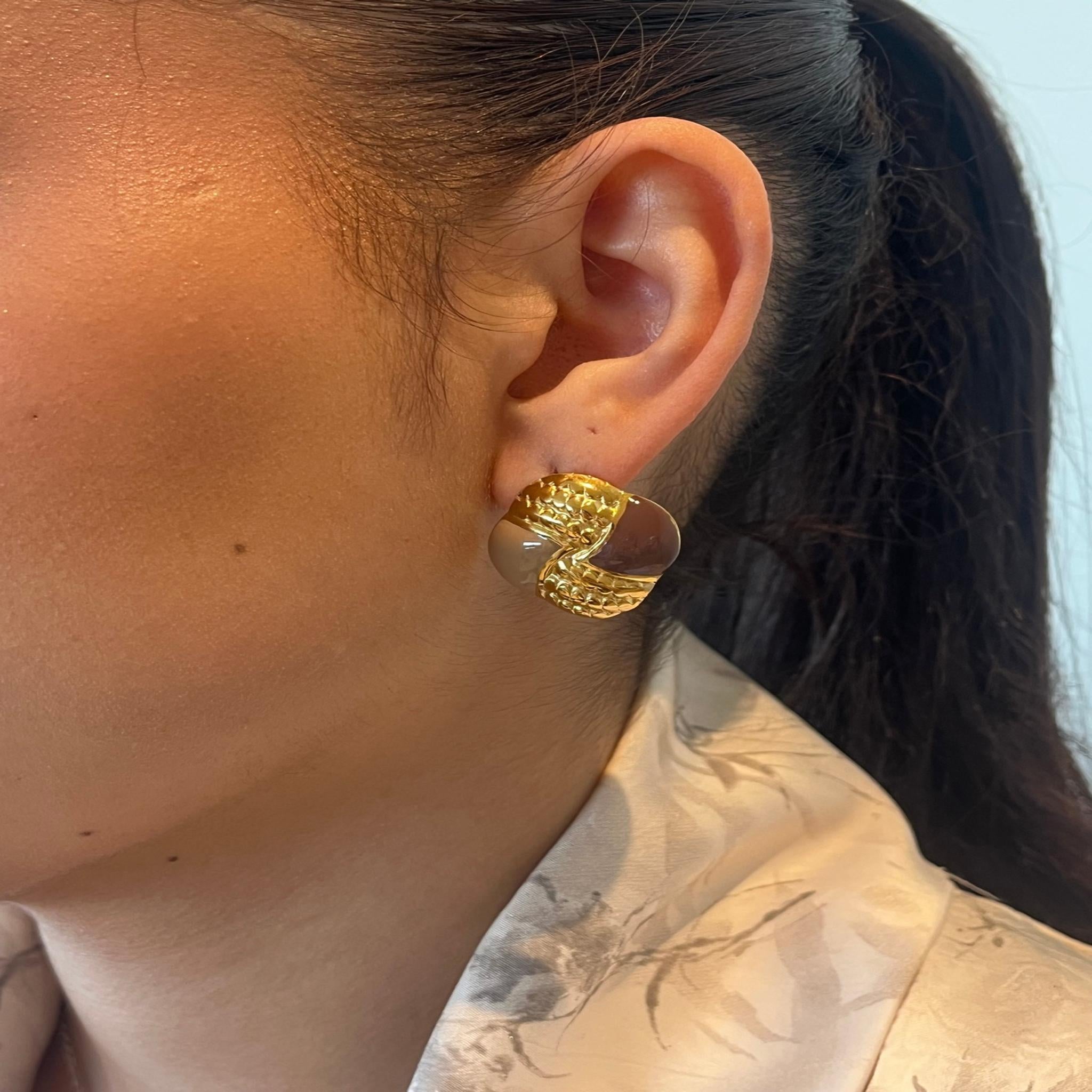 Boucle d’oreille Duo Marron doré en acier inoxydable 316L Ordiajade, résistant à l’eau et hypoallergénique