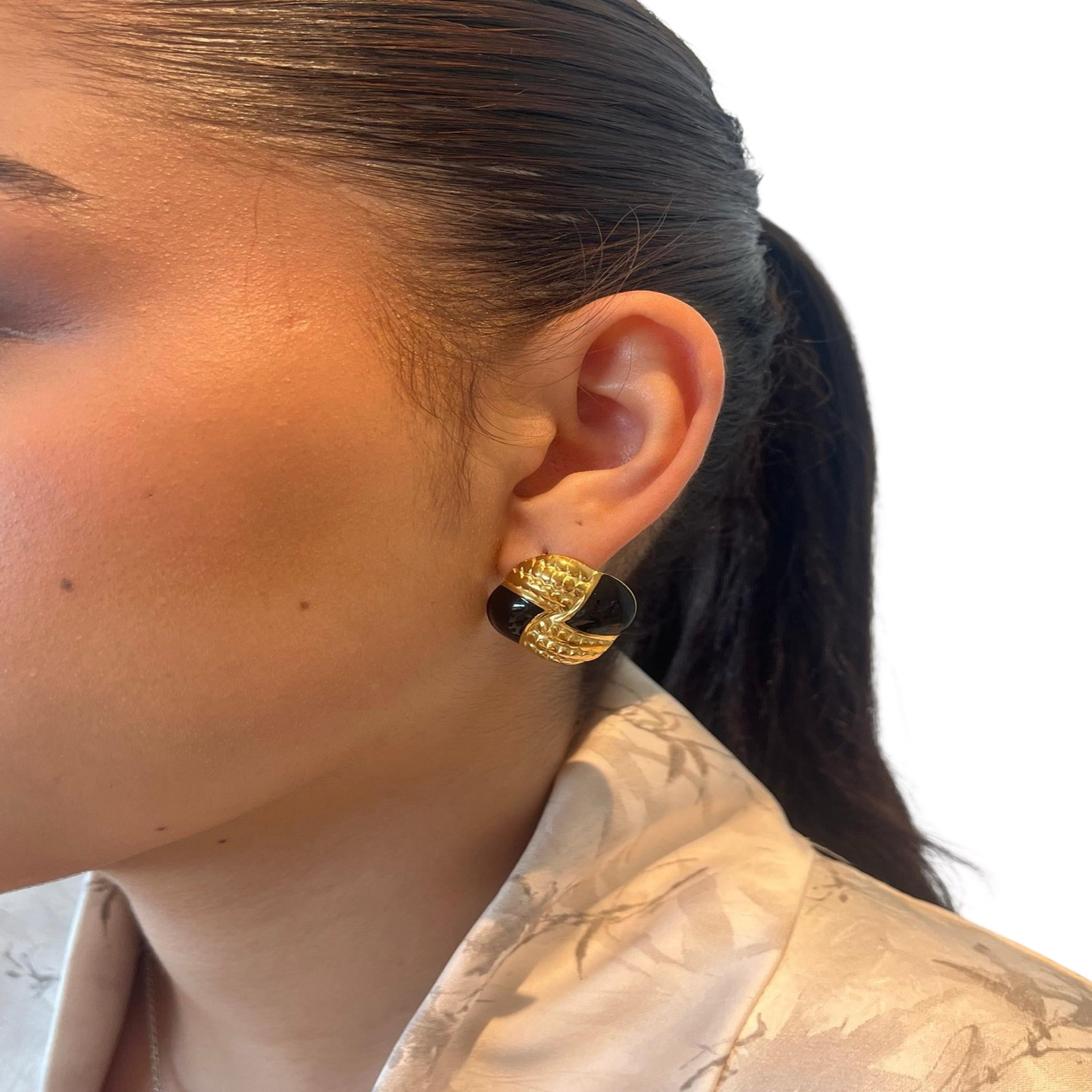 Boucle d’oreille Duo Noir doré en acier inoxydable 316L Ordiajade, résistant à l’eau et hypoallergénique