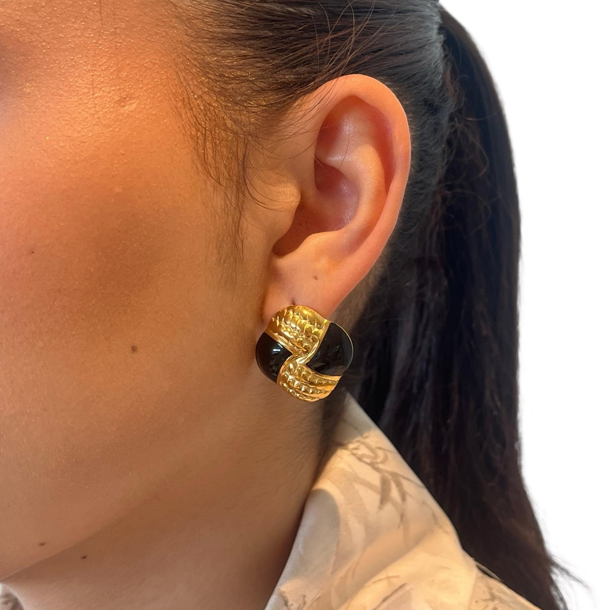 Boucle d’oreille Duo Noir doré en acier inoxydable 316L Ordiajade, résistant à l’eau et hypoallergénique
