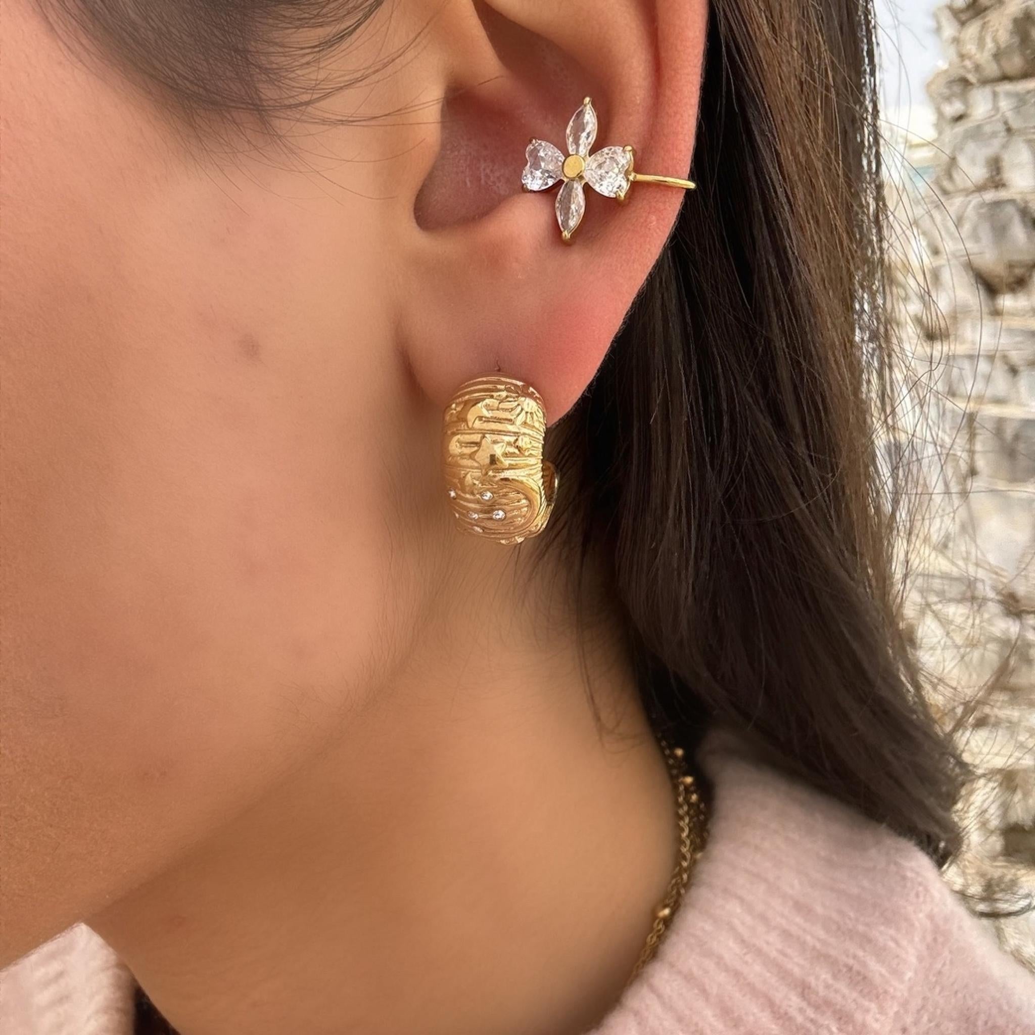 Boucle Lune doré en acier inoxydable 316L Ordiajade, résistant à l’eau et hypoallergénique
