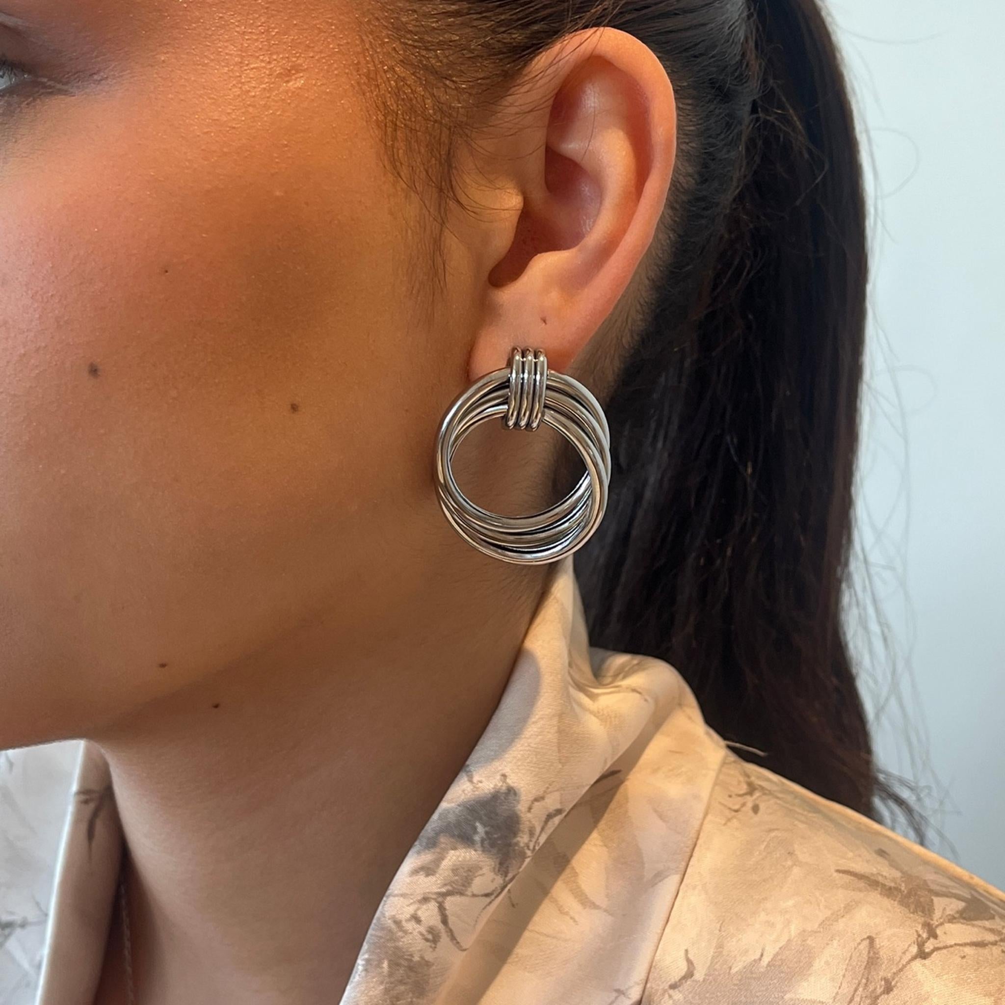 Boucle d’oreille Éclipse argent en acier inoxydable 316L Ordiajade, résistant à l’eau et hypoallergénique