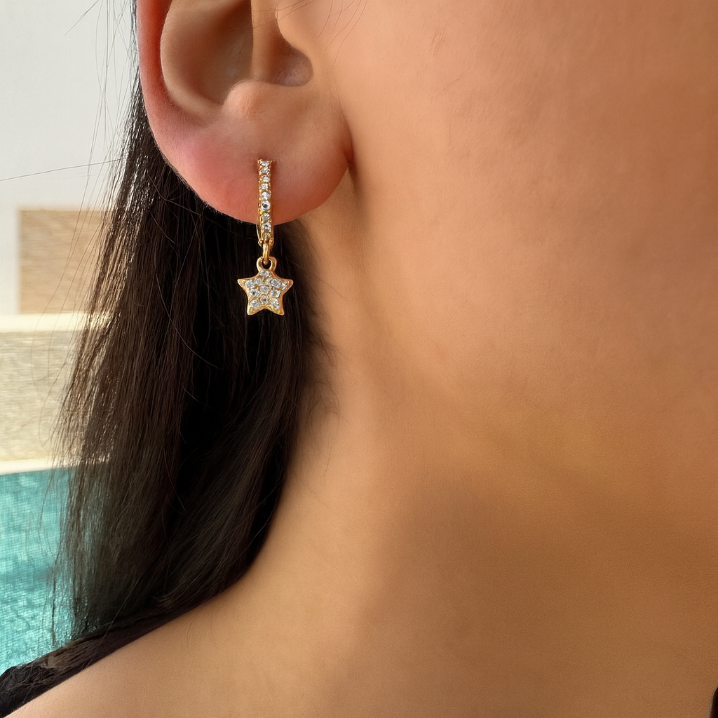 Boucle d’oreille Divina  doré en acier inoxydable 316L Ordiajade, résistant à l’eau et hypoallergénique