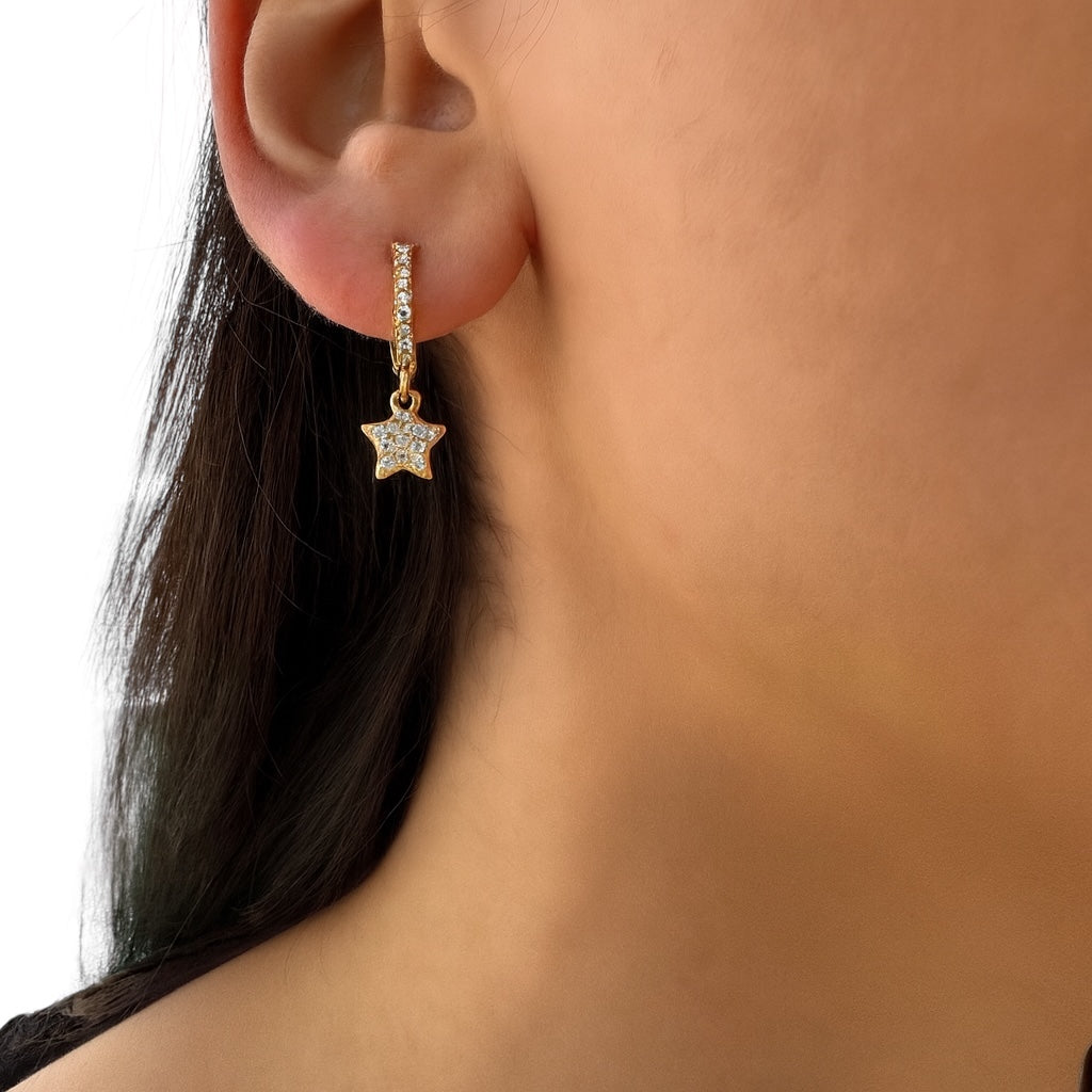 Boucle d’oreille Divina  doré en acier inoxydable 316L Ordiajade, résistant à l’eau et hypoallergénique