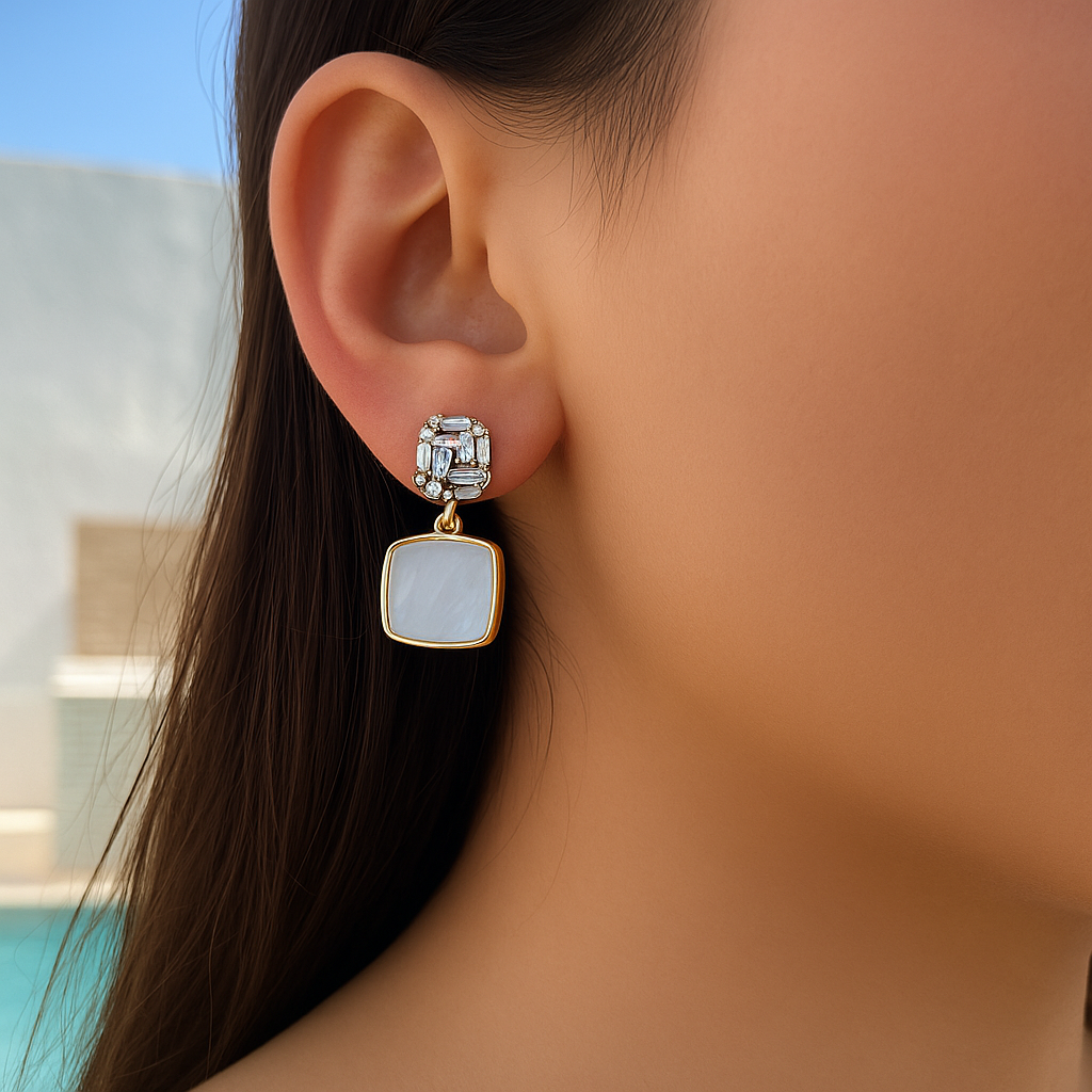 Boucle d’oreille Elora  doré en acier inoxydable 316L Ordiajade, résistant à l’eau et hypoallergénique