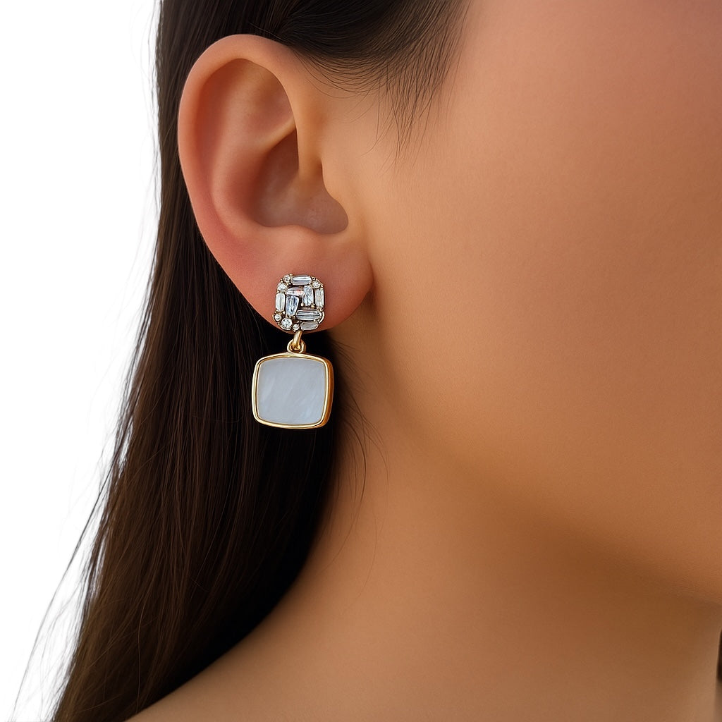 Boucle d’oreille Elora  doré en acier inoxydable 316L Ordiajade, résistant à l’eau et hypoallergénique