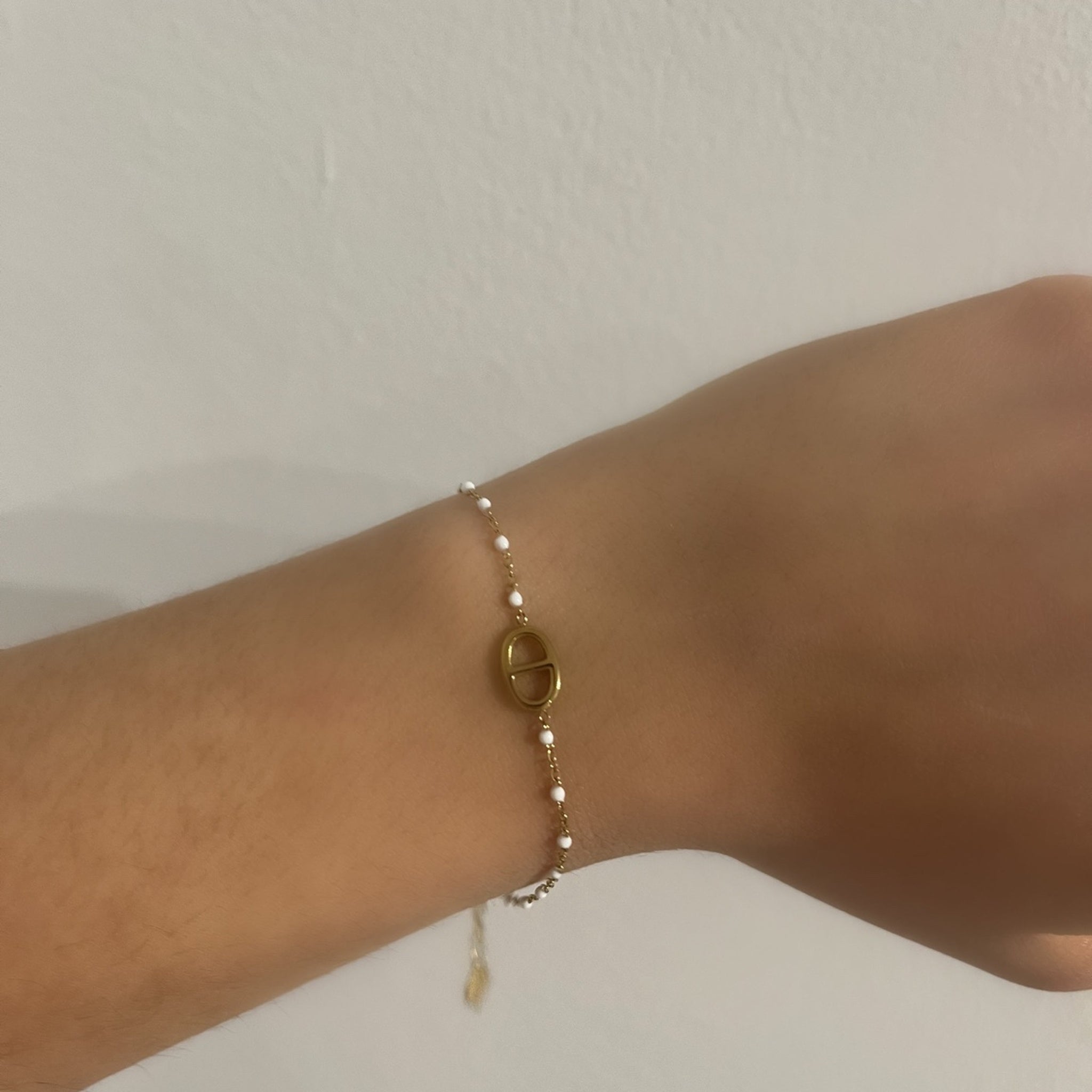 Bracelet Simpas   Blanc et doré en acier inoxydable 316L résistant à l’eau