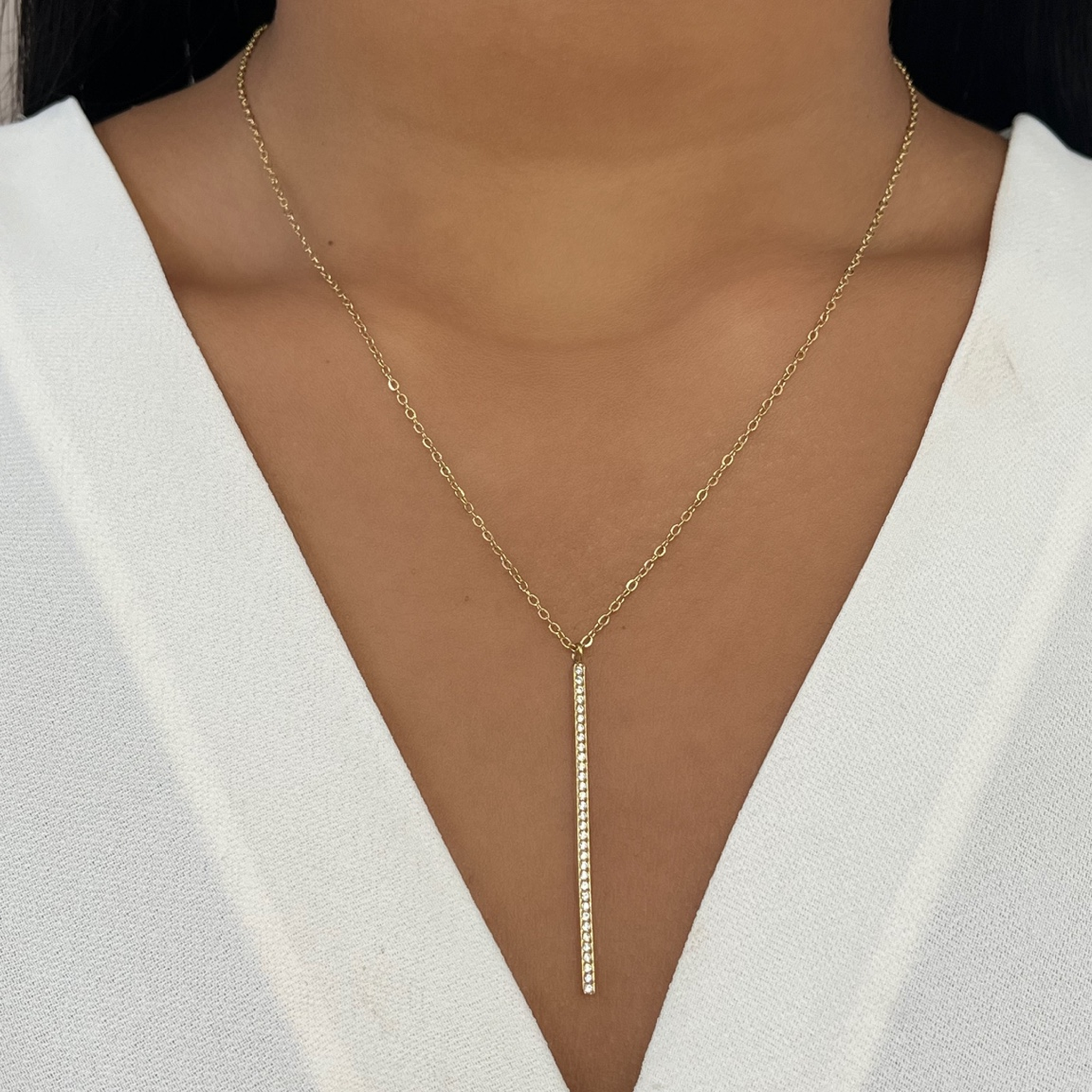 Collier scintillant doré en acier inoxydable 316L résistant à l’eau