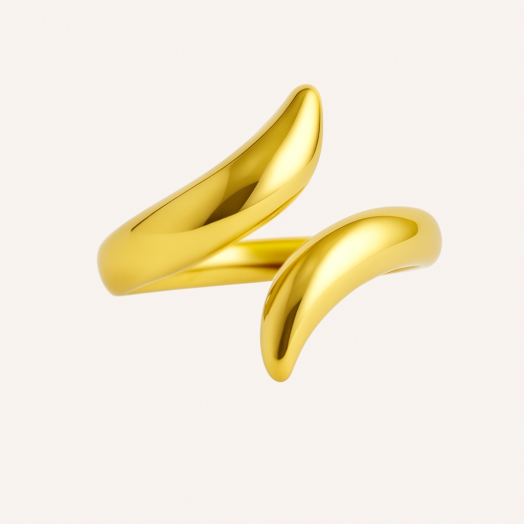 Bague Aurea doré en acier inoxydable 316L Ordiajade, résistant à l’eau et hypoallergénique