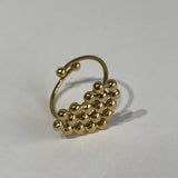 Bague ajustable Ariel dorée avec motif cœur texturé perlé - Ordiajade