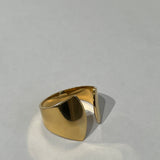 Bague ajustable Égérie dorée au style contemporain - Ordiajade